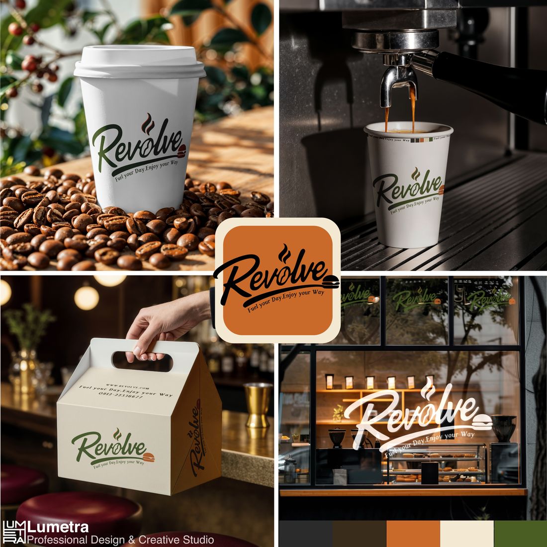 Logo design for Revolve Coffee & Fastfood